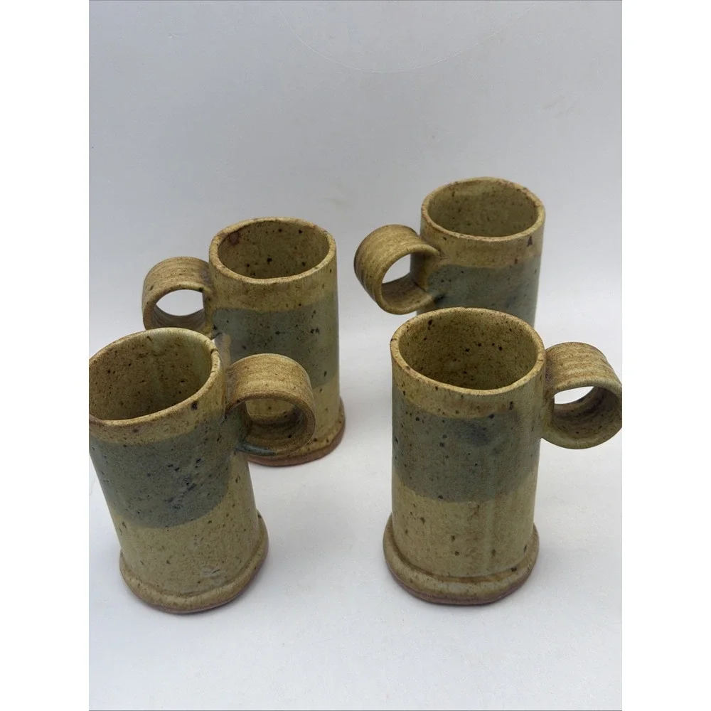 Handmade Studio Pottery Tea Set Teapot + 4 Cups Rustic Ceramic Radca Ohio